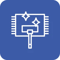 Blue background cleaning icon