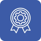 Award badge with gear icon