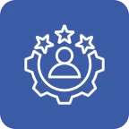 User achievement symbol on blue background