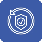 Blue security icon with arrow